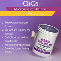 GiGi Tattoo Microwave Hard Wax Infused with Grapeseed Oil, 8 Oz