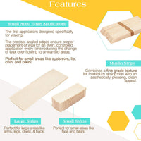 GiGi Waxing Essentials Applicators and Muslin Strips for Face and Body, 100 Ea