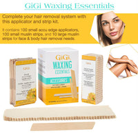GiGi Waxing Essentials Applicators and Muslin Strips for Face and Body, 100 Ea