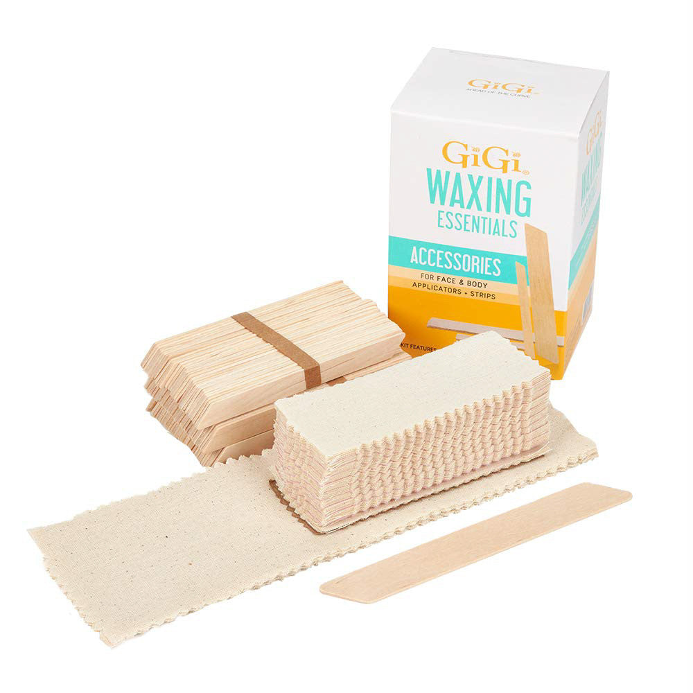 GiGi Waxing Essentials Applicators and Muslin Strips for Face and Body, 100 Ea