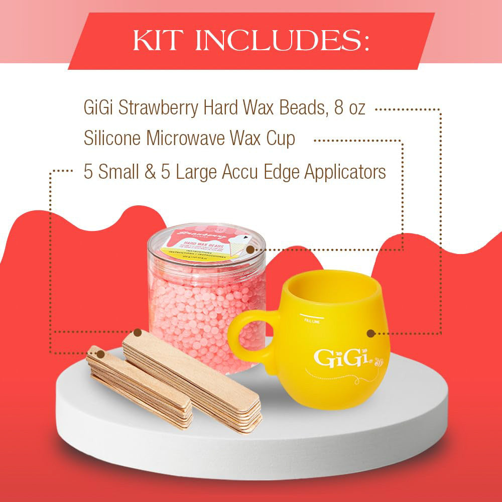 GiGi Strawberry Microwave Hard Wax Beads Kit for Face and Body, 1 Ea