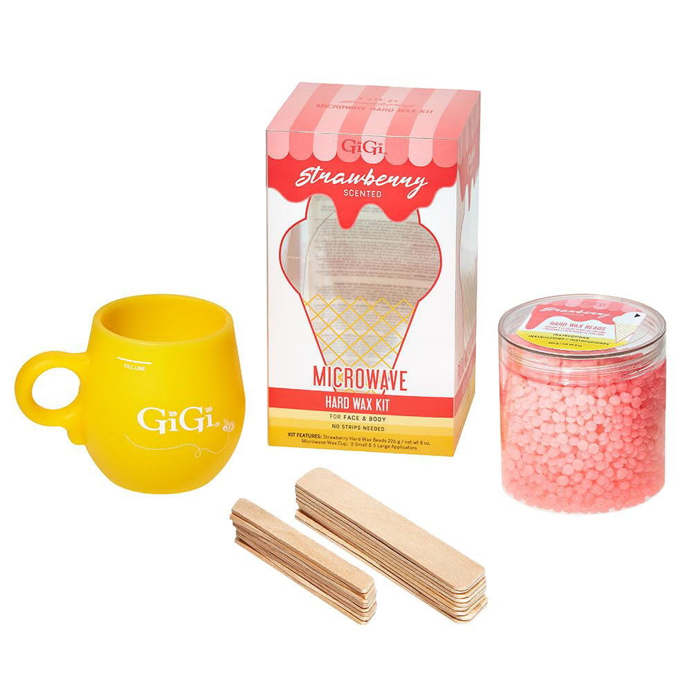 GiGi Strawberry Microwave Hard Wax Beads Kit for Face and Body, 1 Ea