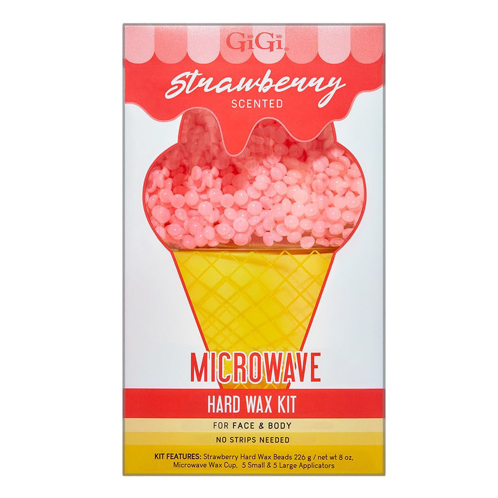 GiGi Strawberry Microwave Hard Wax Beads Kit for Face and Body, 1 Ea