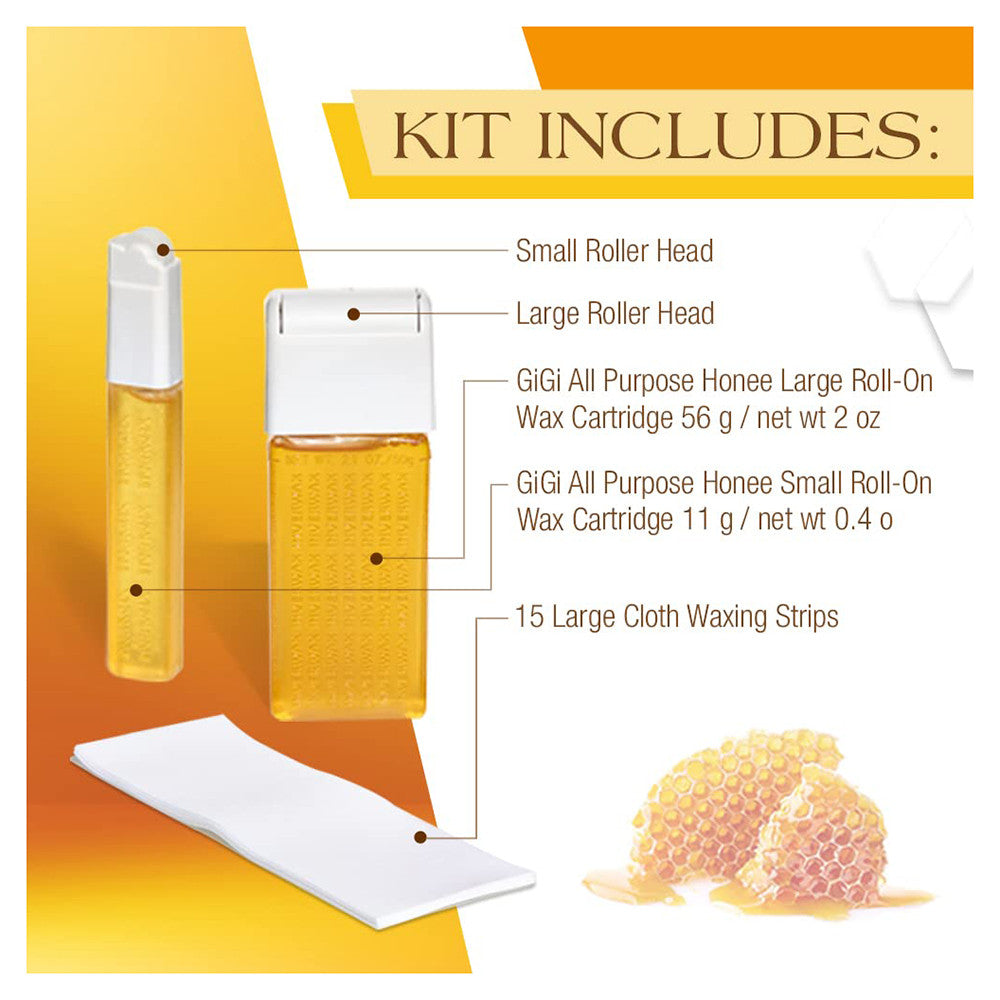 GiGi Roll On Wax Refill Kit for Face and Body with All Purpose Soft Wax Formula, 1 Ea