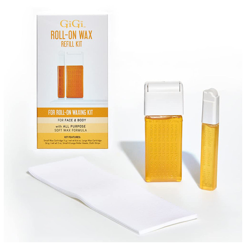 GiGi Roll On Wax Refill Kit for Face and Body with All Purpose Soft Wax Formula, 1 Ea