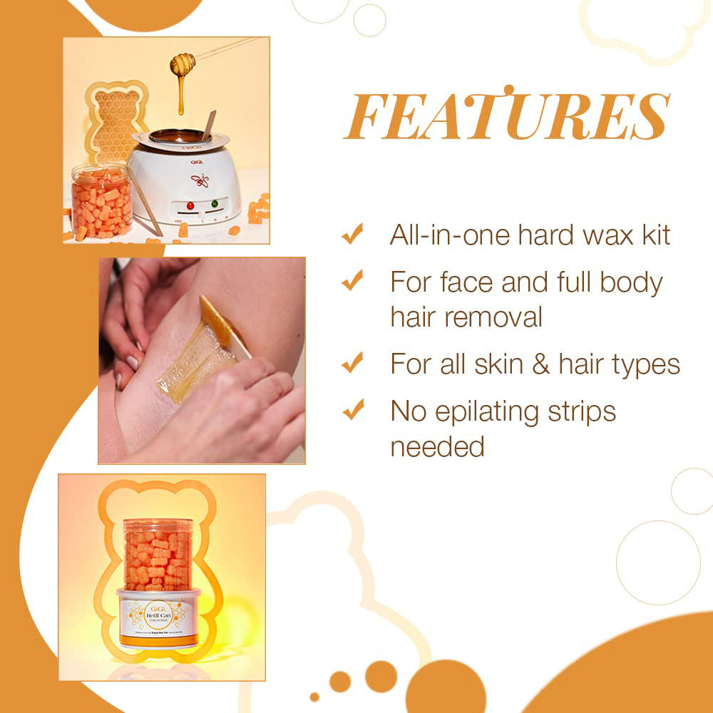GiGi Honee Bear Hard Wax Kit for Face and Body, 1 Ea