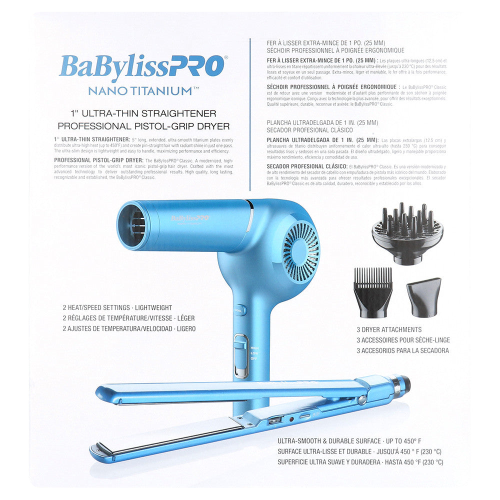 Babyliss Pro Nano Titanium 1 Inch Ultra-Thin Straightener & Professional Hair Dryer, 1 Ea