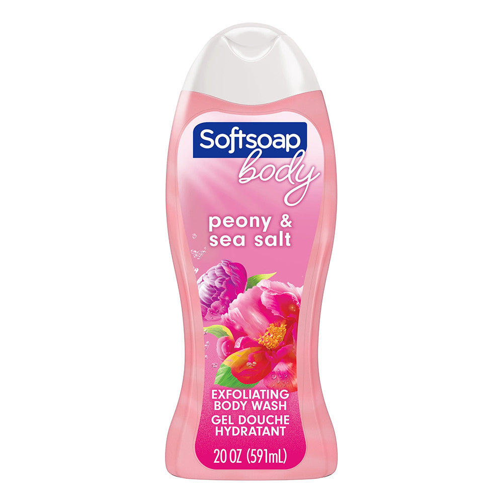 Softsoap Exfoliating Body Wash, Pink Peony and Sea Salt, 20 Oz