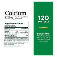 Natures Bounty Calcium 1200 Mg Plus Vitamin D Softgels, 120 Ea