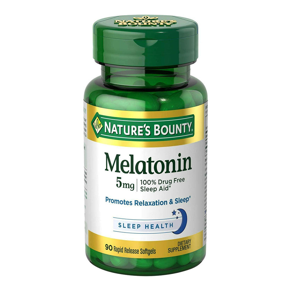 Natures Bounty Melatonin 5 Mg Nighttime Sleep Aid Softgels, 90 Ea