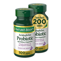 Natures Bounty Acidophilus Probiotic Supplement, Supports Digestive Health, Twin Pack, 100 Ea
