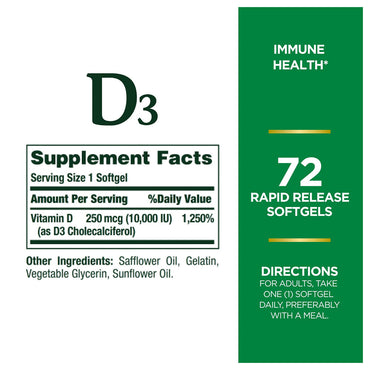 Natures Bounty Vitamin D3 1000 Iu Softgels - 60 Ea