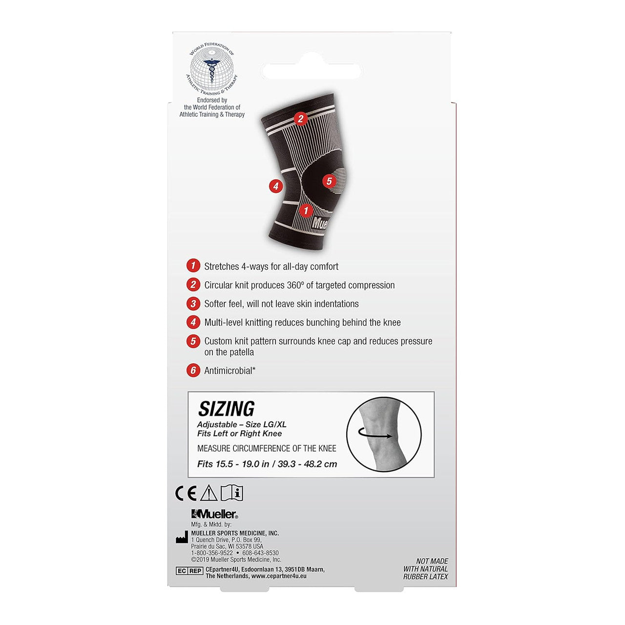 Mueller 4-Way Stretch Knee Support Large/X Large, 1 Ea