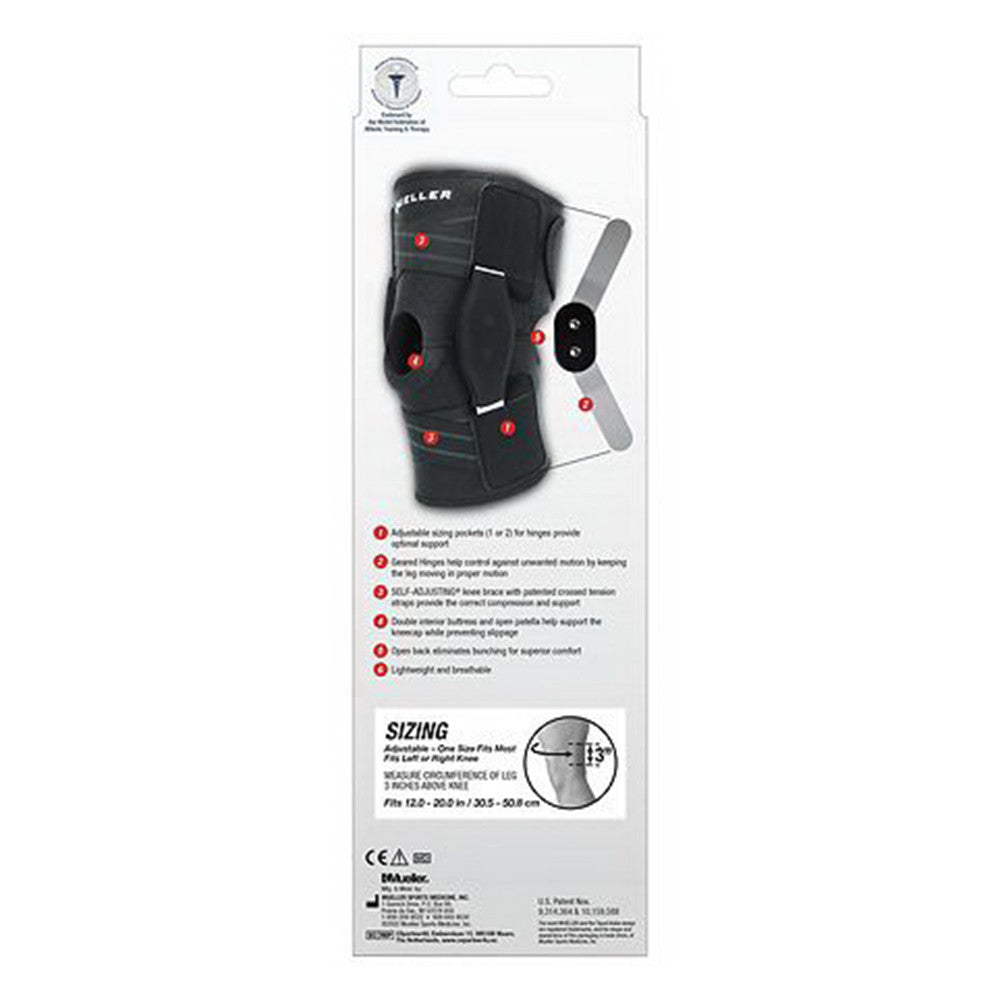 Mueller Sports Medicine Adjustable Hinged Knee Brace, Black, 1 Ea