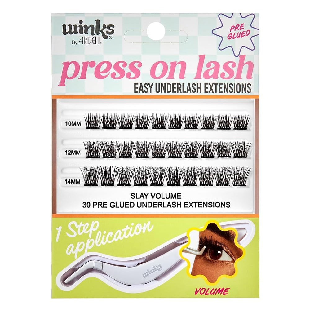 Ardell Winks Press-On Lash Extensions Pre-Glued Clusters Volume Style Applicator Included 30Ea