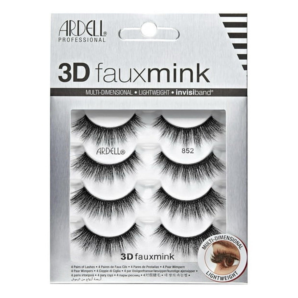 Ardell 3D Faux Mink 852 Eyelashes for Adding Multi Dimensional Volume and Glamorous Look 4Pairs