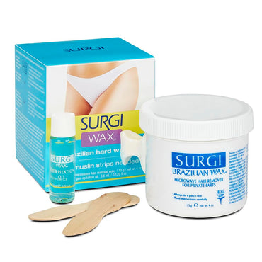 Surgi Wax Brazilian Hard Wax Kit for Private Parts, Hair Removal, 0.125 Oz