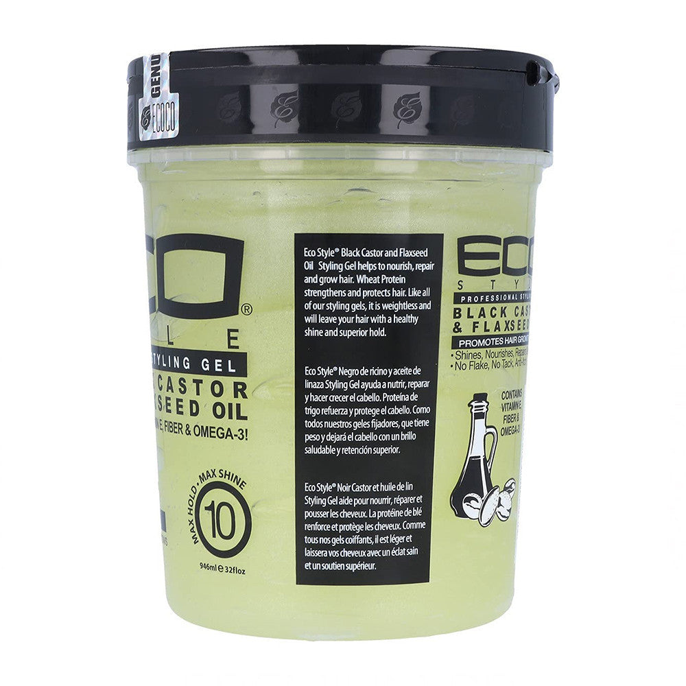 Eco Professional Black Castor and Flaxseed Oil Styling Gel, 32 Oz