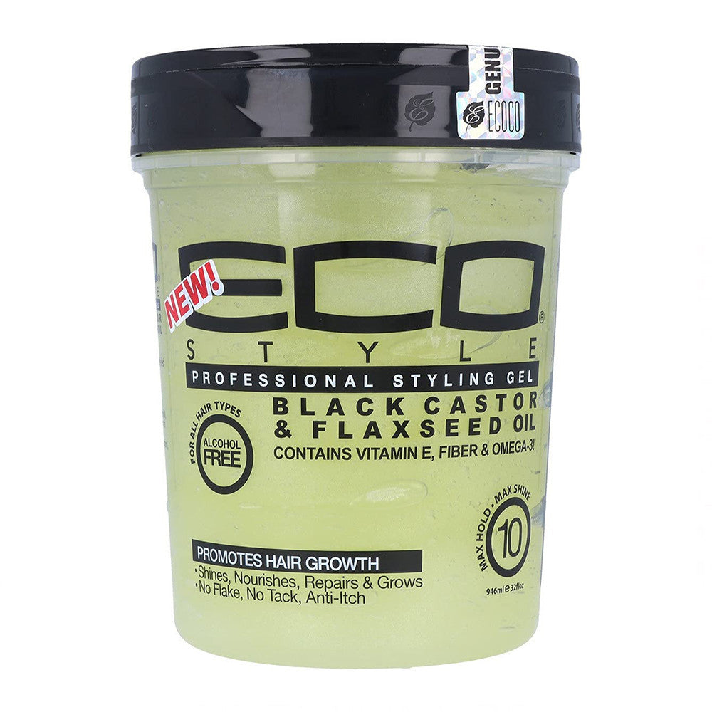 Eco Professional Black Castor and Flaxseed Oil Styling Gel, 32 Oz