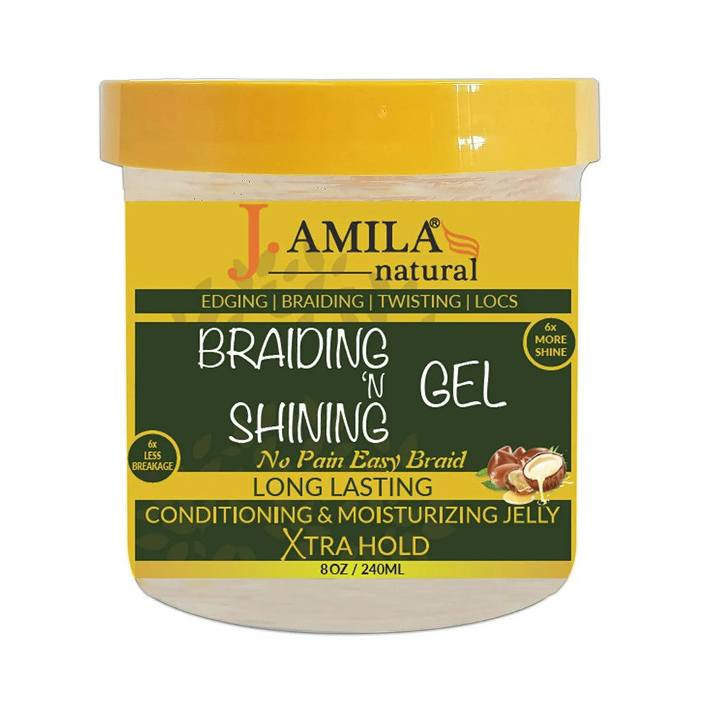 J Amila Natural Braiding N Shining Long Lasting Conditioning and Moisturizing Hair Gel, 8 Oz