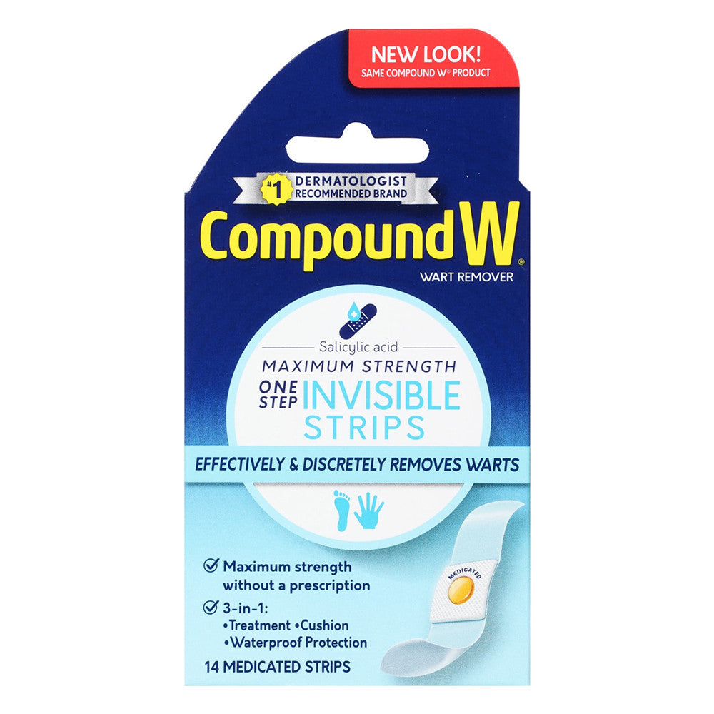 Compound W Maximum Strength One Step Invisible Wart Remover Strips, 14 Ea