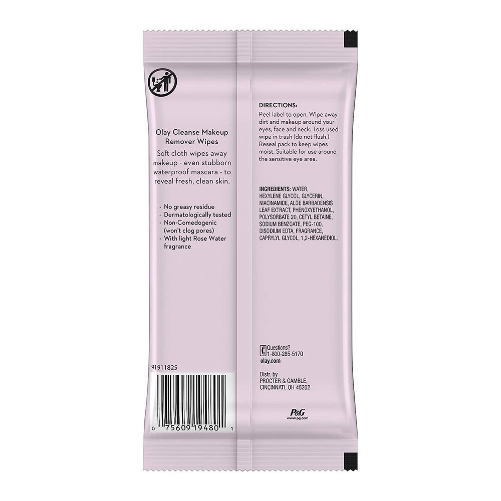 Olay Cleanse Makeup Remover Wet Cloths, Rose Water, 25 Ea
