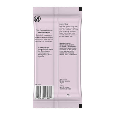 Olay Cleanse Makeup Remover Wet Cloths, Rose Water, 25 Ea