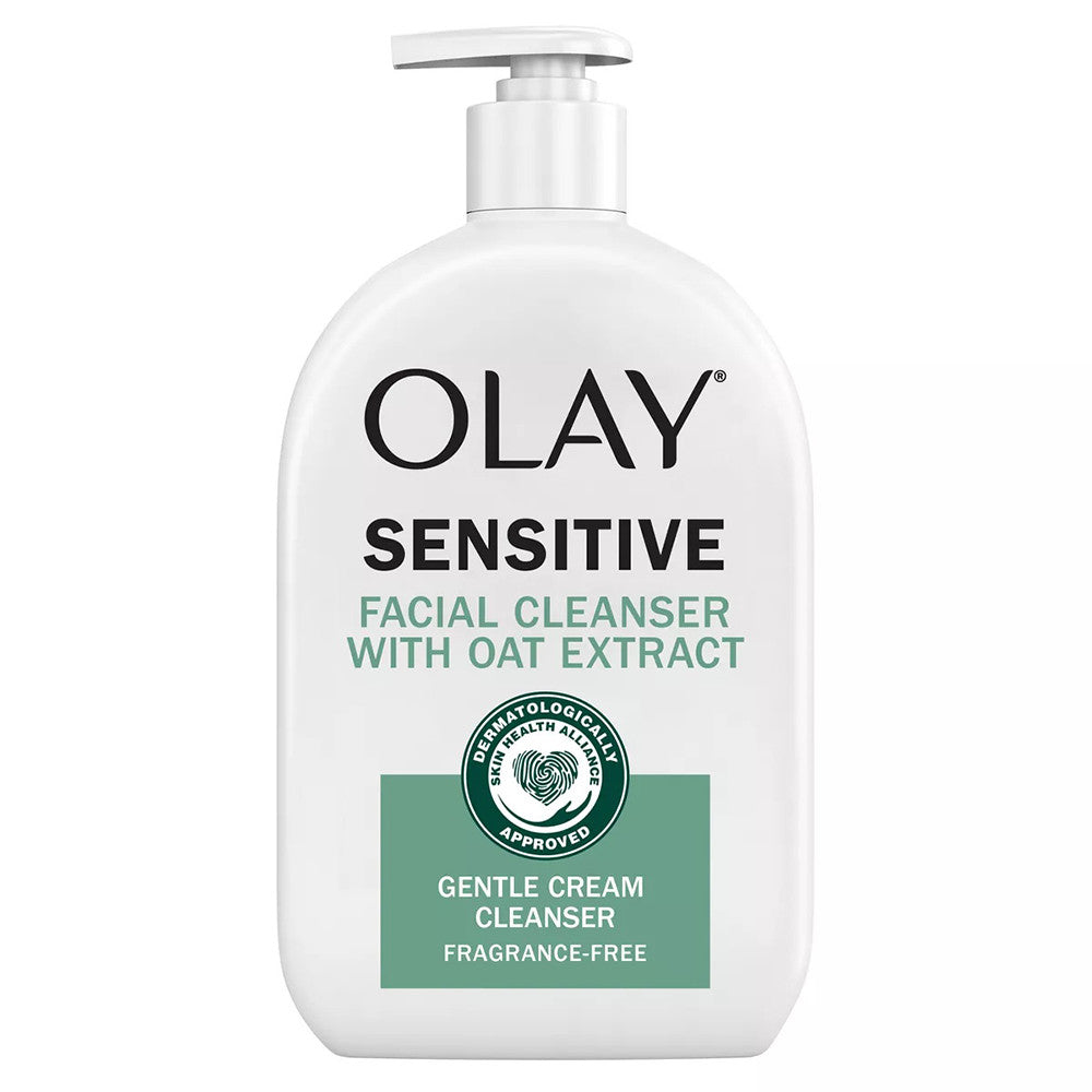 Olay Sensitive Facial Cleanser with Oat Extract Gentle Cream Cleanser, Sensitivity Skin, 16 Oz