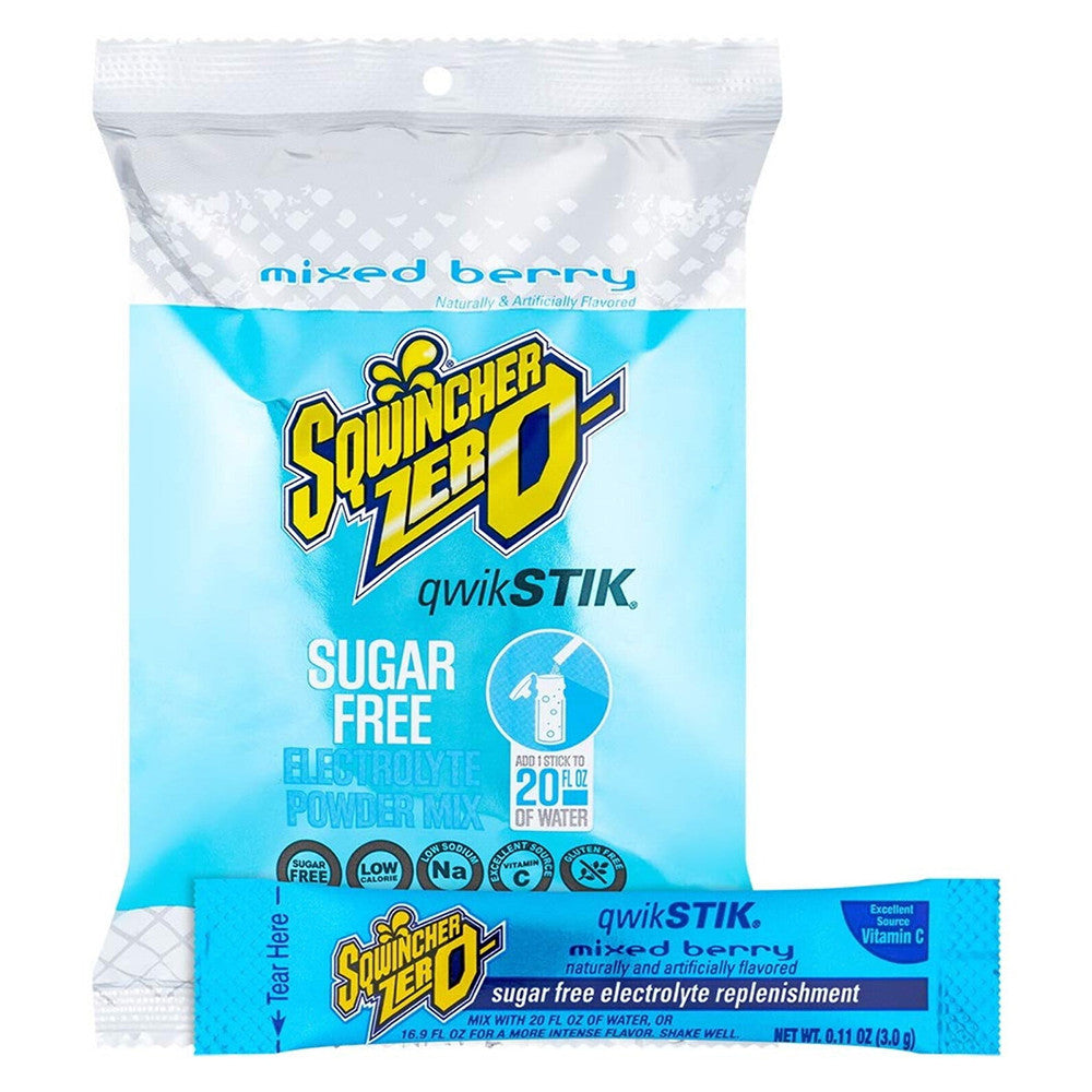 Sqwincher Zero Qwik Stik Sugar Free Electrolyte Powder Mix, 50 Ea