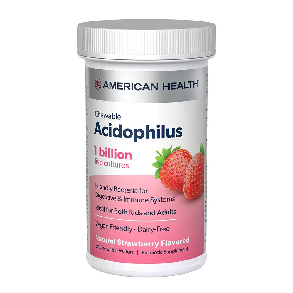 American Health Natural Strawberry Flavor Acidophilus Chewable Wafers, 60 Ea
