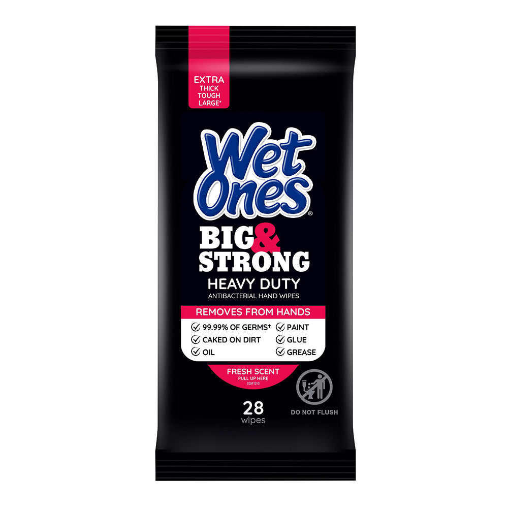 Wet Ones Big and Strong Heavy Duty Antibacterial Hand Wipes Fresh Scent 28Ea