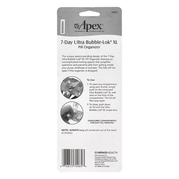 Apex 7-Day Ultra Bubble-Lok Pill Organizer, Xl - 1 Ea (Colors May Vary)