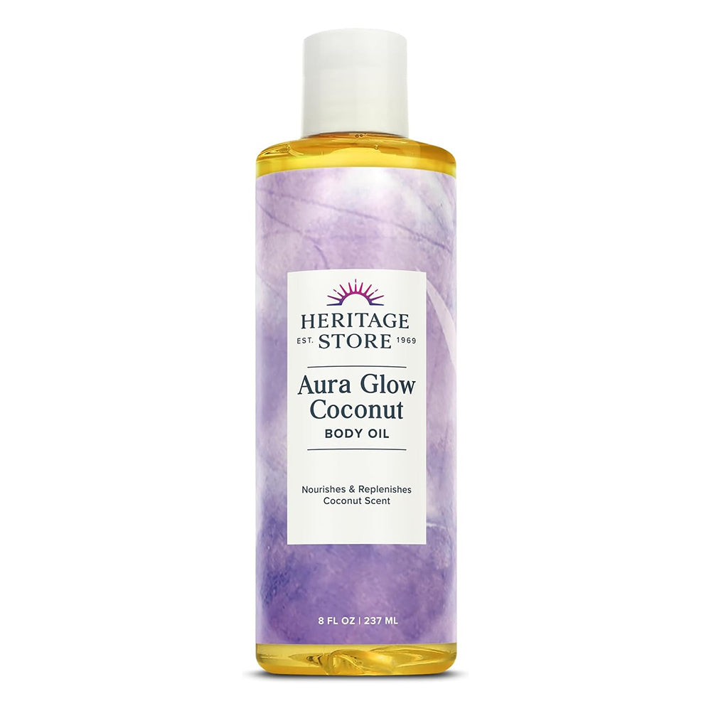 Heritage Products Aura Glow Massage Oil, Coconut Body Oil 8Oz