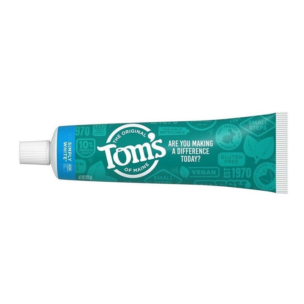 Toms Of Maine Simply White Natural Flouride Toothpaste, Clean Mint, 4.7 Oz