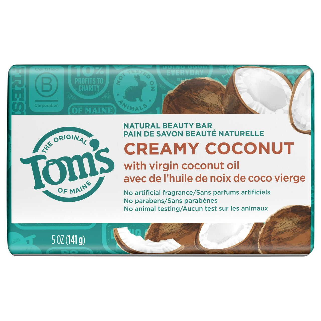 Toms of Maine Natural Beauty Bar Soap with Virgin Coconut Oil, 5 Oz