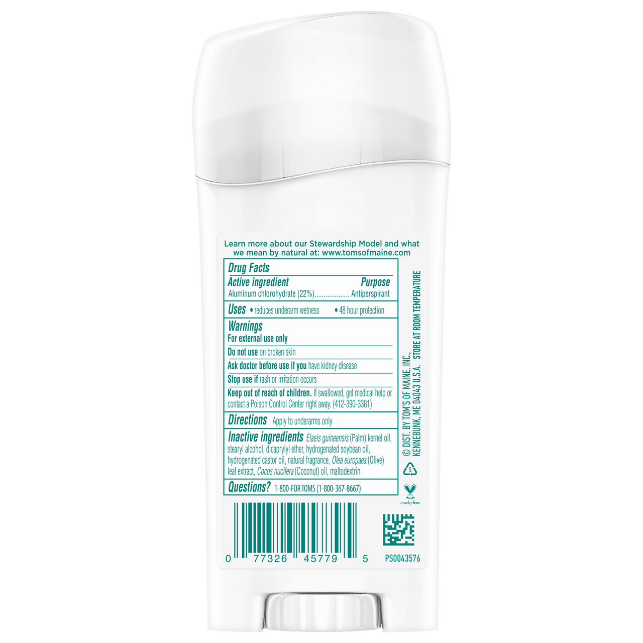 Womens Natural Stick Antiperspirant Deodorant Coconut Lavender By Toms Of Maine, 2.25 Oz