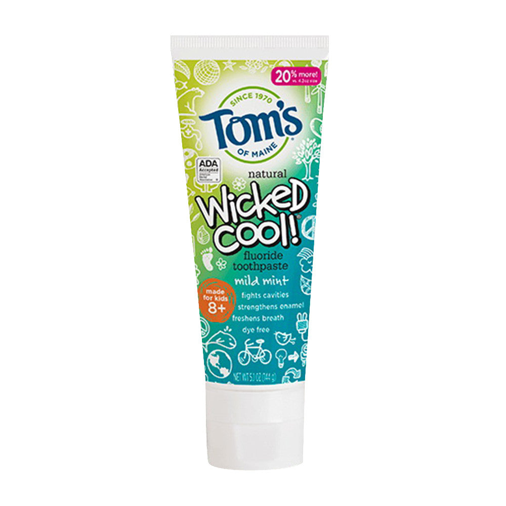 Toms of Maine Natural Wicked Cool Fluoride Childrens Toothpaste, Mild Mint, 4.2 Oz