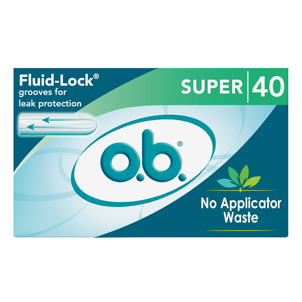O B Super Tampons Fluid Lock for Menstrual Flow Absorption and Leak Protection 40Ea