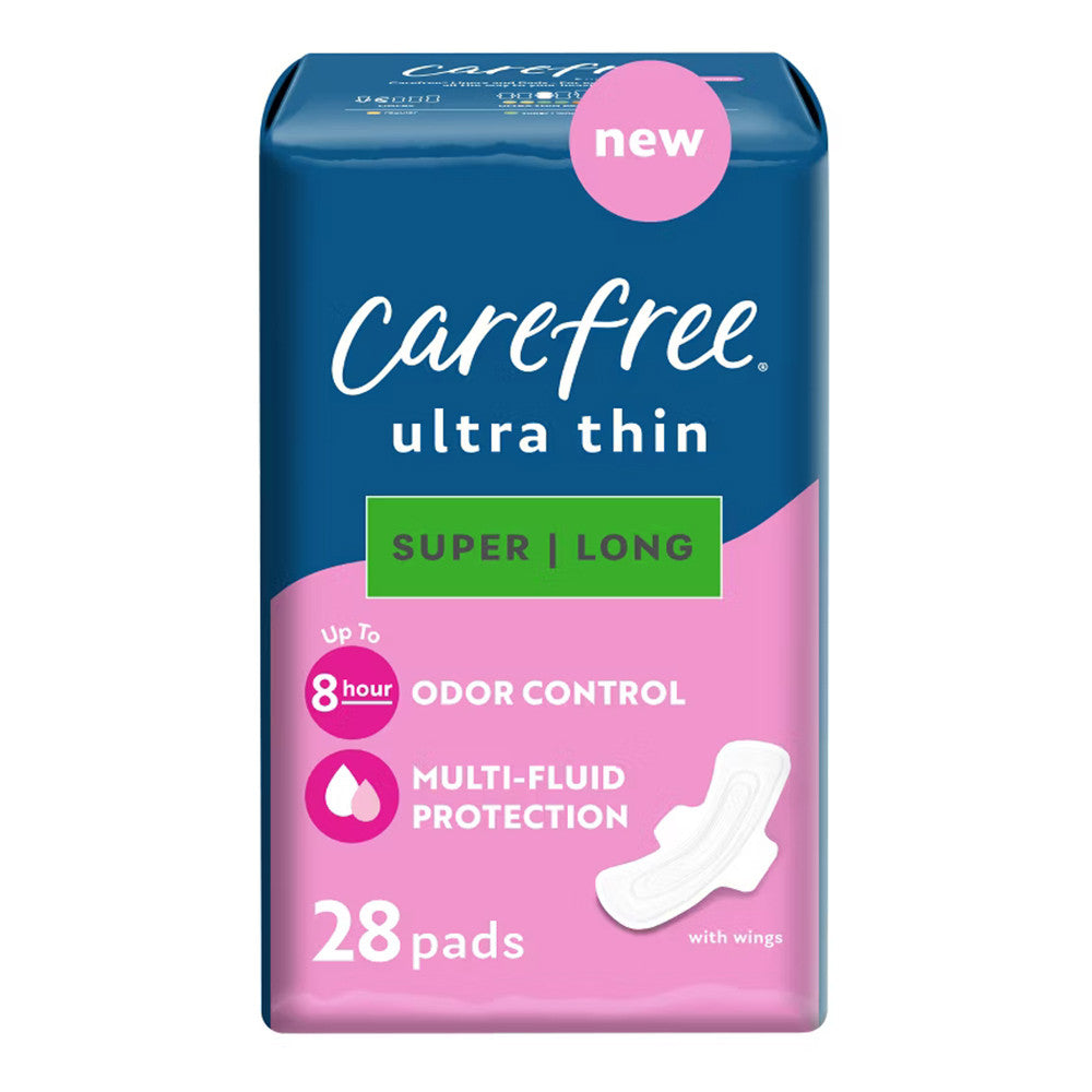 Carefree Ultra Thin Super/Long Pads with Wings, 28 Ea