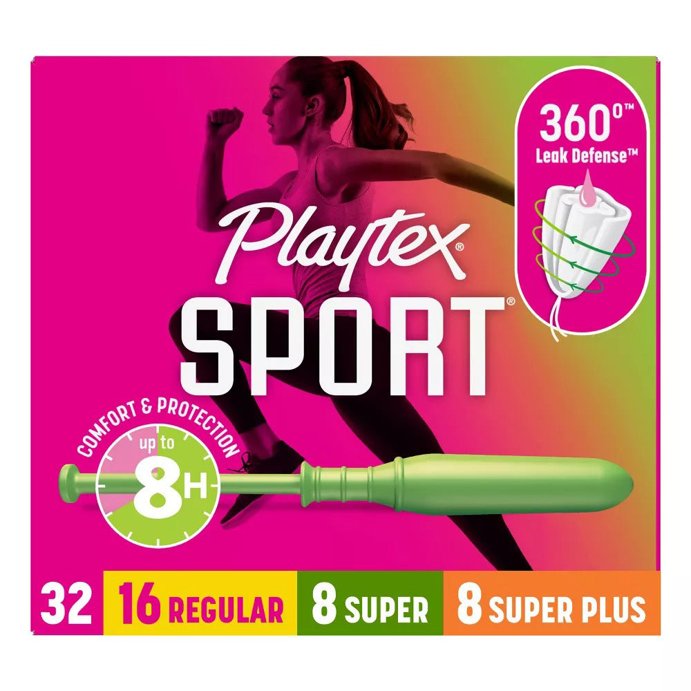 Playtex Sport Period Tampons with Regular Super and Super Plus 32Ea
