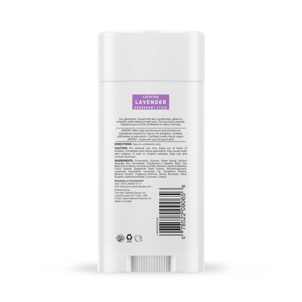 Jason Pure Natural Stick Deodorant, Calming Lavender,  2.5 Oz