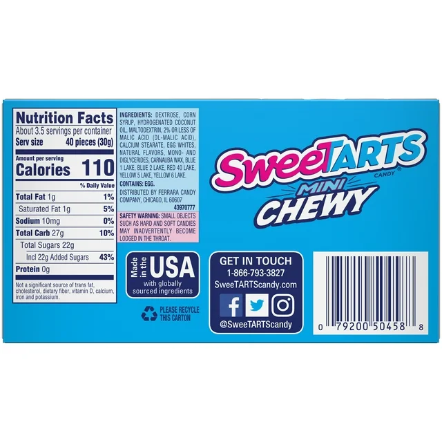 Sweetarts Mini Chewy Candy box, Mixed Fruit, 3.75 Oz
