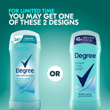 Degree Women Dry Protection Antiperspirant Deodorant, Shower Clean 2.6 Oz, 2 Ea