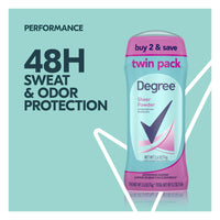 Degree Sheer Powder Anti Perspirant and Deodorant Women, Twin Pack, 2.6 Oz