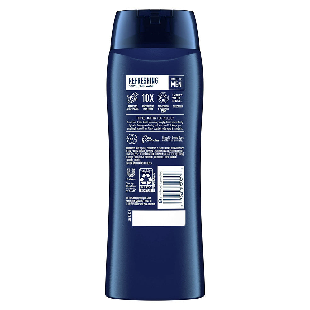 Suave Men Refreshing Body and Face Wash Cedarwood and Mandarin, 18 Oz
