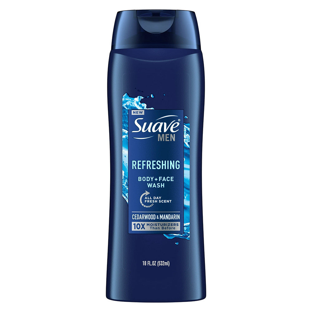 Suave Men Refreshing Body and Face Wash Cedarwood and Mandarin, 18 Oz