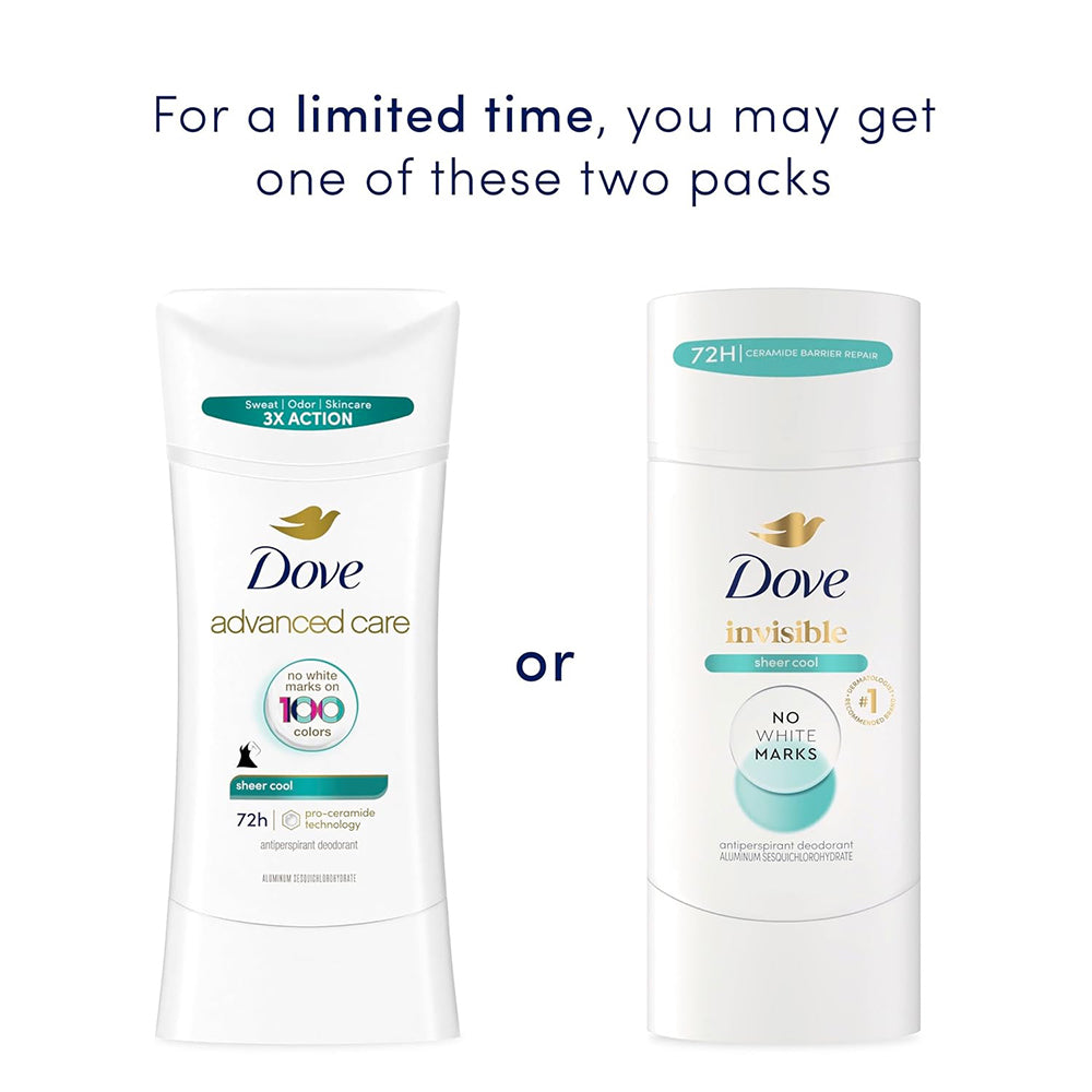Dove Beauty Advanced Care Sheer Cool 72 Hour Invisible Antiperspirant And Deodorant, 2.6 Oz