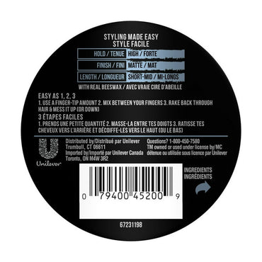 Axe Styling Messy Look Texturizing Matte Hairstyle Pomade, 2.64 Oz