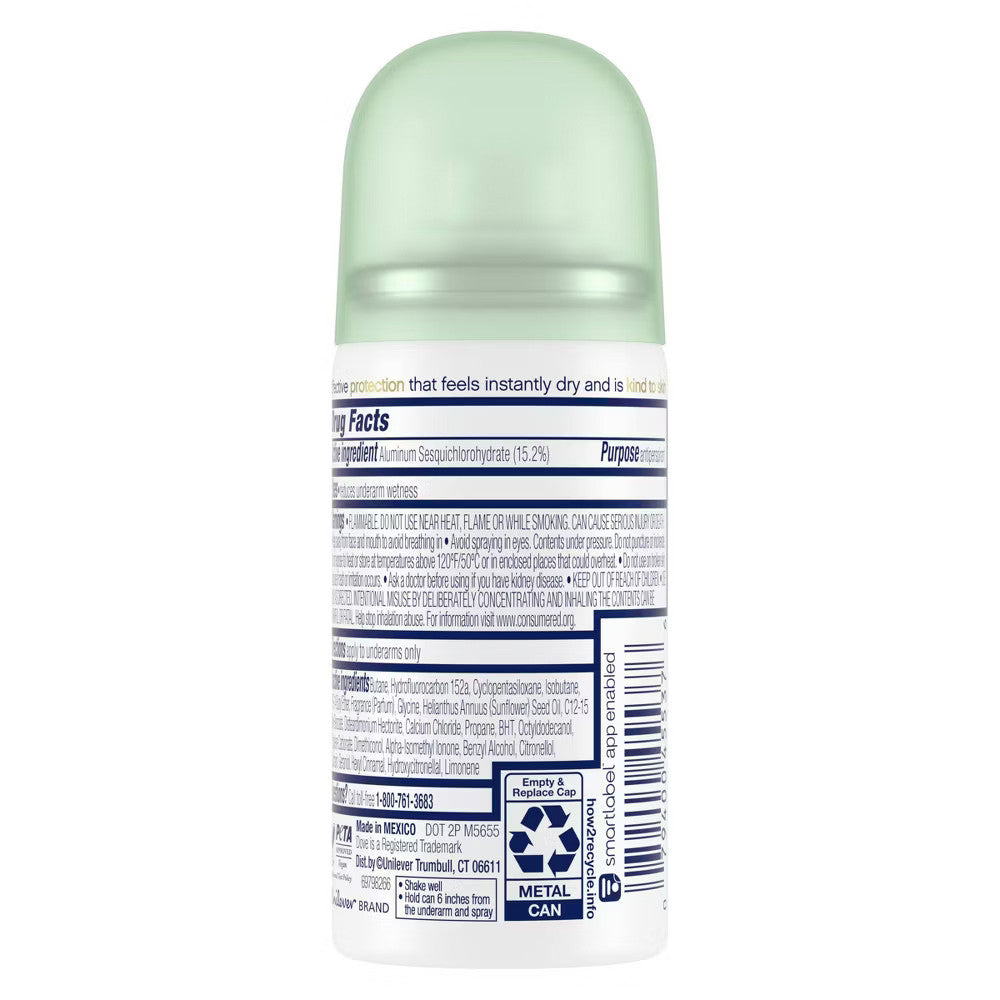 Dove Beauty Cool Essentials Antiperspirant Deodorant Dry Spray, Trial Size, 1 Oz