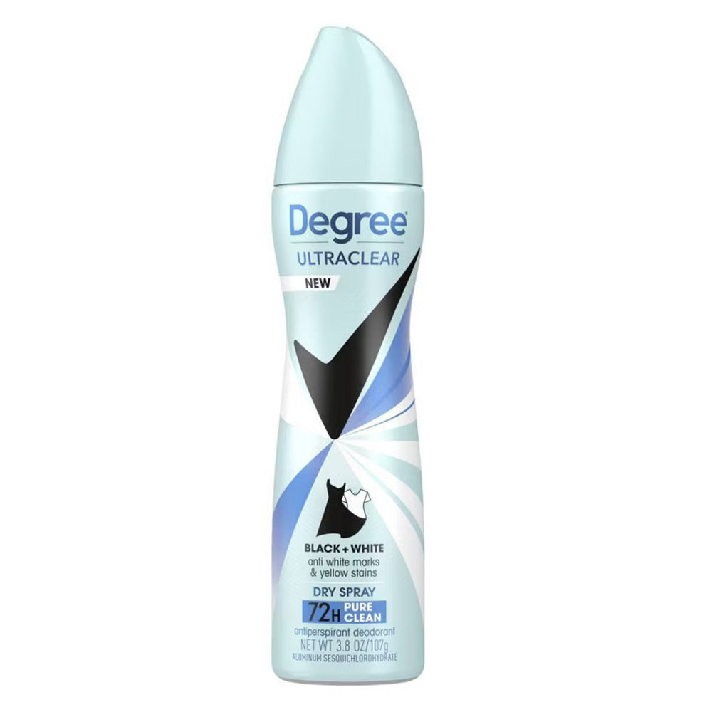 Degree Ultra Clear Black + White Pure Clean Antiperspirant & Deodorant Dry Spray Twin Pack 3.8Oz 1Ea